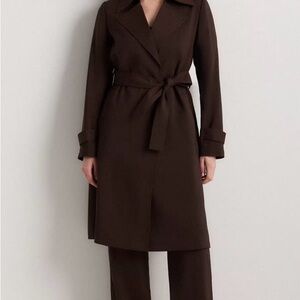 QUINCE Stretch Crepe Trench Coat -  Brown